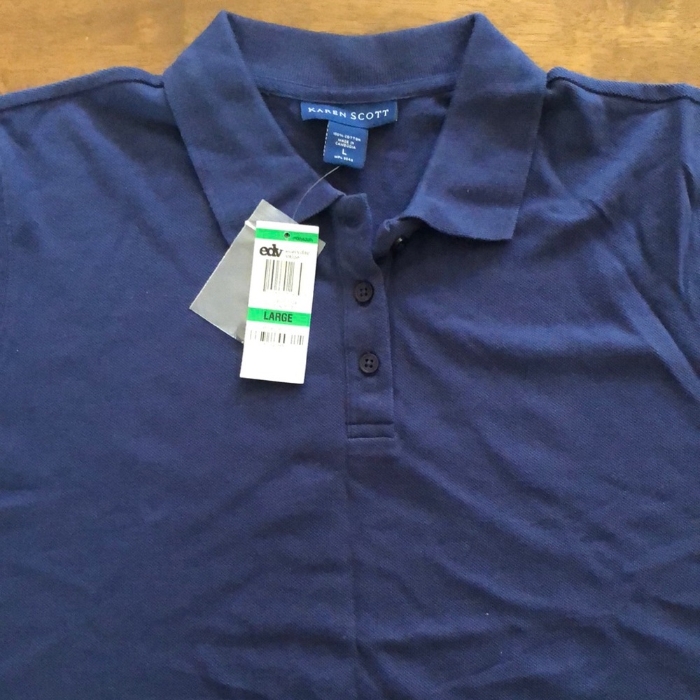Karen Scott Navy Blue Polo Shirt